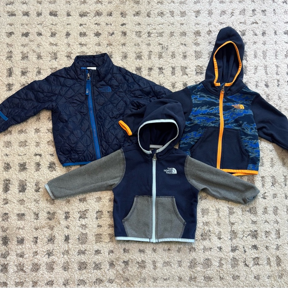 3 Kids' Navy and Gray Hooded Jacket by The North Face-Slightly Used